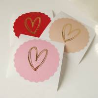 Aufkleber Sticker Set Herz mit Goldeffekt, 10, 20 oder 50 Stück, Geschenkverpackung Geburtstag, rot beige rosa Bild 3