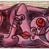 Klausewitz Original Acrylgemälde und Collage Leinwand Keilrahmen Picasso Style Erotic Art 14 - 15 x 30 cm Bild 1