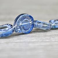 4 galvanisierte Glasperlen Muschel Spirale maritim Meer Basteln DIY blau Bild 1