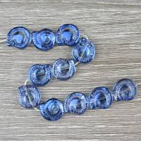 4 galvanisierte Glasperlen Muschel Spirale maritim Meer Basteln DIY blau Bild 2