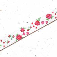 2 m oder mehr - 12 mm breite Webbänder mit Libellen, Sweet Apple und Rosenblüten - Lieferung je Design in einem Stück! Bild 7
