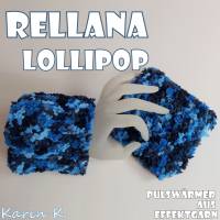 Pulswärmer handgestrickt im schlichten Design Blau Hellblau Dunkelblau Schwarz Umfang 22 cm Lollipop Rellana Bild 2