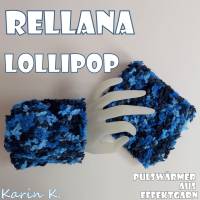 Pulswärmer handgestrickt im schlichten Design Blau Hellblau Dunkelblau Schwarz Umfang 22 cm Lollipop Rellana Bild 4