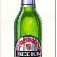 Klausewitz Original Acrylfarben Acrylmalpapier Becks Bottle Art - 21 x 50 cm Bild 1