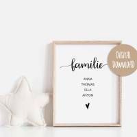 Familien Poster personalisiert mit Namen | Geschenk zum Einzug | Geschenk Umzug | Geschenk Familie | Baby | Geburt Bild 1