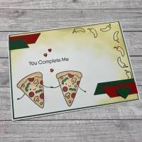 Grußkarten / Glückwunschkarten zum Valentinstag, Geburtstag oder anderen Anlässen, Einladung zum Pizza essen Handarbeit Bild 1
