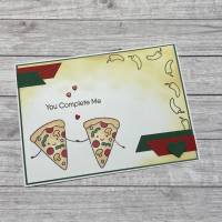 Grußkarten / Glückwunschkarten zum Valentinstag, Geburtstag oder anderen Anlässen, Einladung zum Pizza essen Handarbeit Bild 2