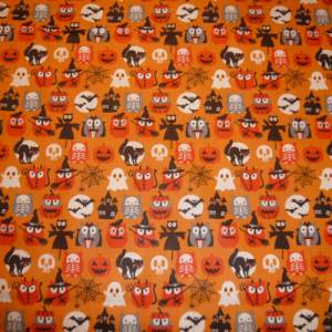 11,10 EUR/m Baumwollstoff Halloween Eulen Hiboulloween auf orange Webware 100% Baumwolle Bild 2