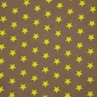 Jersey mit kleinen Sternen Sternchen schokobraun mit gelben Sternen  50 cm x 150 cm Kombistoff nähen elastisch BIO Bild 1
