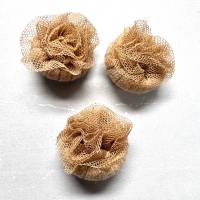 1 Stk. Tüll-Rose/ wunderschöner Knopf, aus feiner Spitze gewickelt und aufwändig eingefasst, in zartem apricot , ca. 3cm Bild 5
