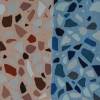 Jersey mit Mosaikmuster Kiesel Terazzo blau und lachs 50 x 150 cm Nähen Stoff Bild 2