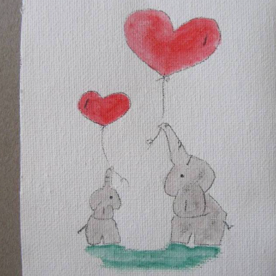 Karte mit Elefanten - "Hab dich lieb"