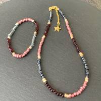Schmuckset,  kurze Perlenkette mit 2 Armbändern , Roncailles Bild 6