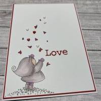 Grußkarten / Glückwunschkarten zum Valentinstag, Geburtstag, Muttertag etc., „Liebe liegt in der Luft“, Handarbeit Bild 1