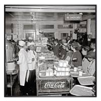 30er Jahre - Viele Menschen im Cafe Bistro Kantine New York 1937 Kunstdruck  - schwarz-weiss Fotografie  Vintage Bild 1