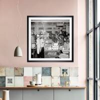30er Jahre - Viele Menschen im Cafe Bistro Kantine New York 1937 Kunstdruck  - schwarz-weiss Fotografie  Vintage Bild 2