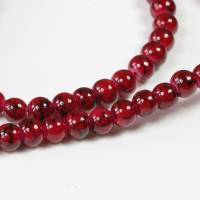 1 Strang marmoriert Glasperlen rot schwarz Beads Schmuck DIY Basteln rund 4mm Bild 1