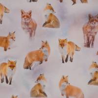 Jersey mit Fuchs Füchsen im Schnee 50 x 160 cm Nähen Stoff Digitaldruck Bild 3