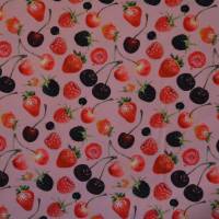Jersey mit Beeren Kirschen Himbeeren Erdbeeren 50 x 150 cm Nähen Stoff Bild 4