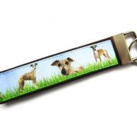 Schlüsselanhänger Schlüsselband Anhänger Windhunde aus Baumwollstoff und Ripsband Bild 3