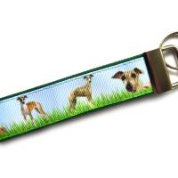 Schlüsselanhänger Schlüsselband Anhänger Windhunde aus Baumwollstoff und Ripsband Bild 5
