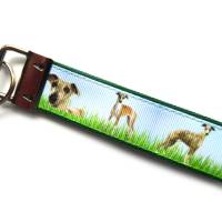 Schlüsselanhänger Schlüsselband Anhänger Windhunde aus Baumwollstoff und Ripsband Bild 6