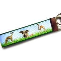 Schlüsselanhänger Schlüsselband Anhänger Windhunde aus Baumwollstoff und Ripsband Bild 7