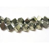 10 Stück Pyrit Würfel  diagonal gebohrt ca.8 mm Edelstein Perlen Kurzstrang Bild 1