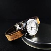 Armbanduhr, Uhr, Damenuhr, Kork, Korkarmband, silberfarben Bild 1