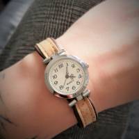 Armbanduhr, Uhr, Damenuhr, Kork, Korkarmband, silberfarben Bild 6