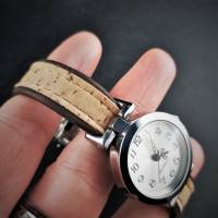 Armbanduhr, Uhr, Damenuhr, Kork, Korkarmband, silberfarben Bild 7
