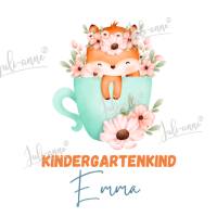 Bügelbild Kindergarten Kind  süßer Fuchs in Tasse Bild 1