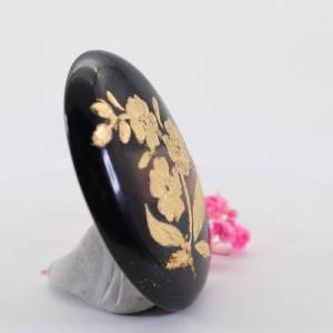 Lamellen Obsidian vergoldet 24 Karat echtes Blattgold, Schutzstein, Symbol Gravur, gravierte Steine, Glücksbringer, Hand Bild 5