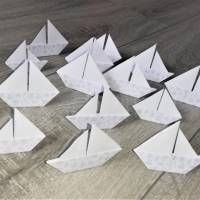 10 Origami Segelboote, Tischdeko Konfirmation, Taufe, Hochzeit, Schiffe, Boote, Papierdeko Bild 3