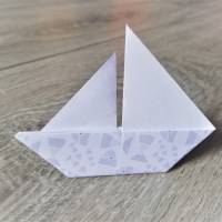 10 Origami Segelboote, Tischdeko Konfirmation, Taufe, Hochzeit, Schiffe, Boote, Papierdeko Bild 4