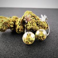 Ohrringe, Ohrhänger, Doppelohrstecker,Hanfblüten, Cannabis Schmuck, Geschenke für Stoner, 420 Bild 3