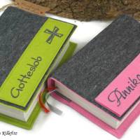 Gotteslobhülle Bibelhülle aus Filz mit Namen, Geschenk zur Kommunion Konfirmation Bild 2