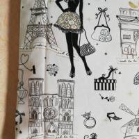 Stofftasche, Einkaufstasche, Shopper, Stoffbeutel, mit Paris-Motiven, Goldglanz Bild 3
