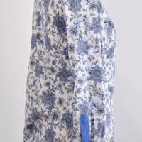 Weiss/Blaue Damen Hemdbluse | Floraler Druck | Bild 2