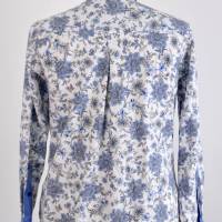 Weiss/Blaue Damen Hemdbluse | Floraler Druck | Bild 3