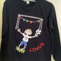 Geburtstagsshirt Namensshirt Torwart Fussball T-Shirt Junge Geschenk benäht Applikation personalisierbar Name ab Gr.92 Bild 1