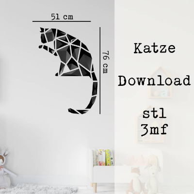 stl 3mf Katze geometrisch 3D Druck Datei Download Dreiecke