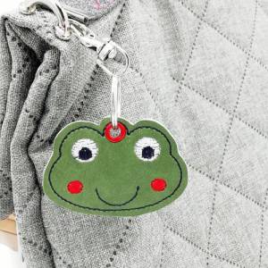 Schlüsselanhänger kleiner Frosch  - Kunstleder grün - Taschenbaumler - Schulranzen - Glücksbringer Bild 3
