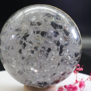 Stein und Glaskugel, Hybrid aus Basalt und Kristallglas mit 24 Karat Blattgold verziert, Kristall, Deko Sphere Crystal, Bild 3