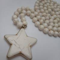 XXL Stern Anhänger Halskette Howlith Perlenkette extra lang mit Anhänger Sterne Kette Perlen rund Bild 2