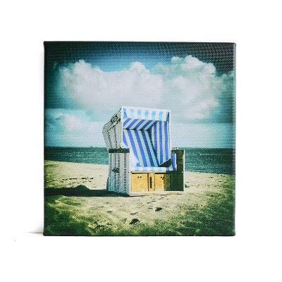 Sylt Strandkorb Leinwand Fotografie 20 x 20 cm Wandbild