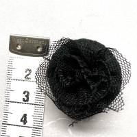 1 Stk. Tüll-Rose/ wunderschöner Knopf, aus feiner Spitze gewickelt und aufwändig eingefasst, in schwarz, ca. 3cm Bild 4