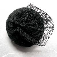 1 Stk. Tüll-Rose/ wunderschöner Knopf, aus feiner Spitze gewickelt und aufwändig eingefasst, in schwarz, ca. 3cm Bild 5
