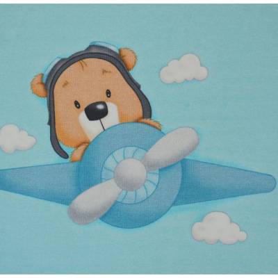 Jersey Panel Little Pilot mit Streifen Bär ca. 60 x 150 cm HILCO dehnbar Nähen