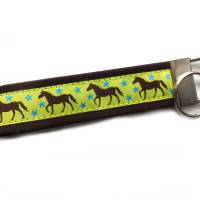 Set Pferde braun flieder türkis gelbgrün Taschenanhänger Schlüsselanhänger aus Baumwollstoff Webband Bild 9